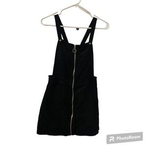 Divided H&M Womens Black Velvet Overall Polyester Jumper Mini Skirt Size 4
